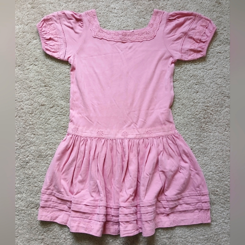 Boden Girls Pink Eyelet Cotton Dress size 7/8
